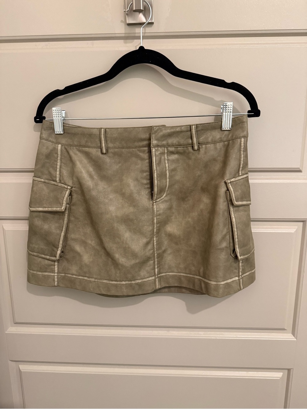 Faux Leather Cargo Mini Skirt